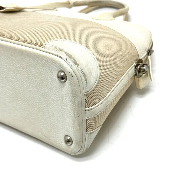 HERMES Bolide35 Bag Hand Bag Toile H / Leather White - Picture 13 of 14